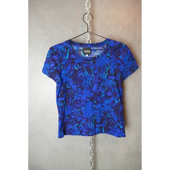Versace Jeans Couture Floral‎ Print Tee Designer Top Short Sleeve L - Picture 1 of 8